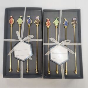 Thirstystone Colorful Penguins Gold Plated  Metal Stir Sticks (price per set)